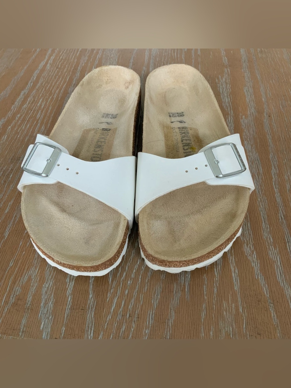 Birkenstock Madrid White Adjustable Slide Sandals US 7 EU 38